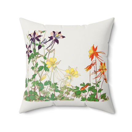 Aquilegia Flower by Tanigami Kônan Spun Polyester Square Pillow