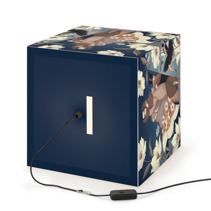 🌸✨ The Midnight Magnolia Masquerade Light Cube Lamp – Art Deco Nocturne