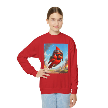 Cardinal Dive Bomber Youth Crewneck Sweatshirt – Action, Courage & High-Flying Adventure