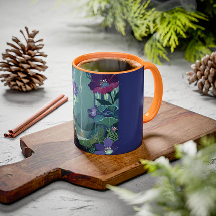 The Lady Of The Moonlit Fountain Colorful Mugs – Art Deco Botanical Serenity