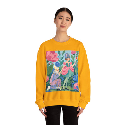 🌸🎭 The Garden Masquerade Crewneck Sweatshirt – Art Deco Floral Whimsy
