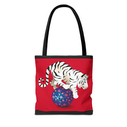 Majestic White Tiger on a Celestial Journey Tote Bag (AOP)