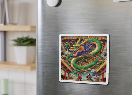 Tibetan Dragon Over Kabuki Duel Die-Cut Magnets (4 Sizes)