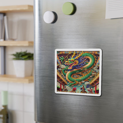 Tibetan Dragon Over Kabuki Duel Die-Cut Magnets (4 Sizes)
