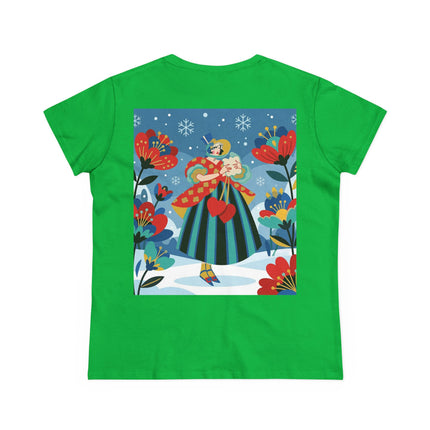 ❤️❄️ The Winter Heart Messenger Cotton Tee – Art Deco Winter Enchantment