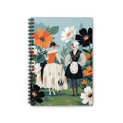 🌺☂️ The Ladies Of The Flower Garden Spiral Notebook – Art Deco Floral Fashion
