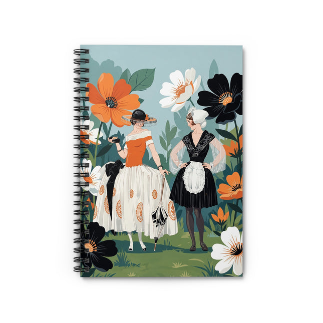🌺☂️ The Ladies Of The Flower Garden Spiral Notebook – Art Deco Floral Fashion