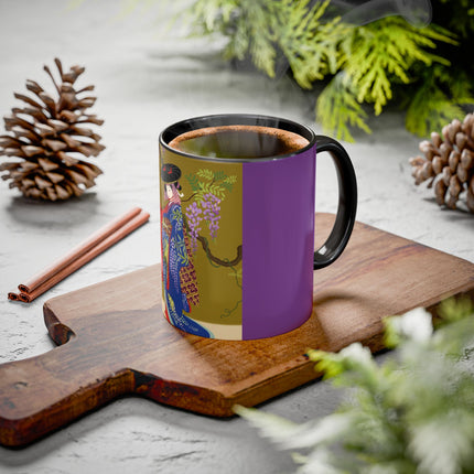 Wisteria Elegance Colorful Mug (11oz, 15oz) – Floral Beauty, Kimono Art & Timeless Grace