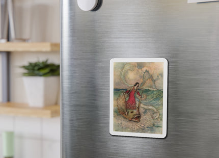 Rita Rides on the Dolphin by Warwick Goble Die-Cut Magnets (5 Sizes)