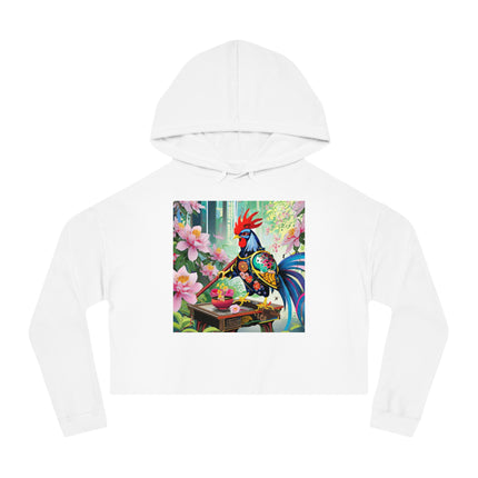 Cyberpunk Rooster Cropped Hooded Sweatshirt