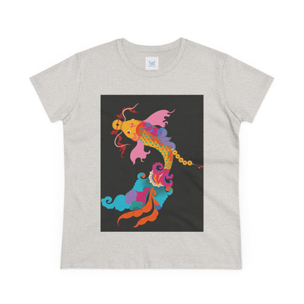 Golden Koi Women's Midweight Cotton Tee – Prosperity & Vibrant Energy