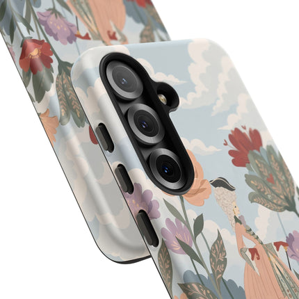 🌹🐈 The Lady And Puss In Boots Phone Case – Art Deco Floral Whimsy