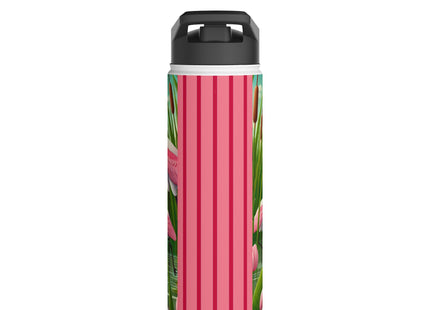 Geisha Kitten Strolls Among the Spoonbills Stainless Steel Water Bottle, Standard Lid