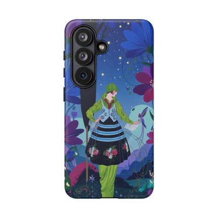 🌸🐦 The Lady Of The Midnight Bird Garden Phone Case – Art Deco Floral Fantasy