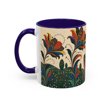 🌺🦋 The Enchanted Floral Voyage Colorful Mug – Art Deco Botanical Whimsy