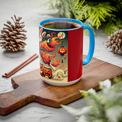 Jack-O’-Lantern Drums & The Kabuki Rabbit Colorful Mugs (11oz, 15oz)
