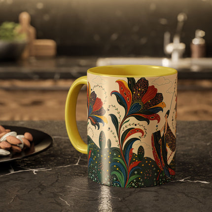 🌺🦋 The Enchanted Floral Voyage Colorful Mug – Art Deco Botanical Whimsy
