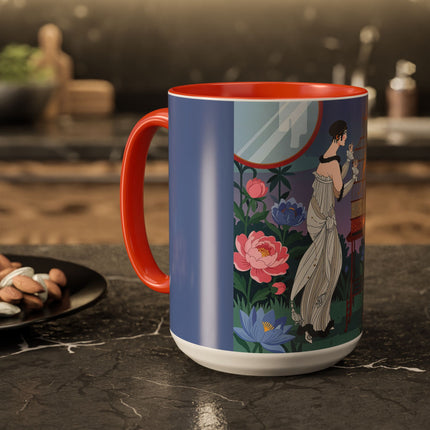 Whispers to the Golden Songbird Colorful Mugs – Art Deco Garden Elegance