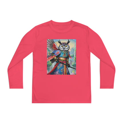 Cyberpunk Samurai Owl Youth Long Sleeve Competitor Tee – Futuristic Warrior & Neon Adventure