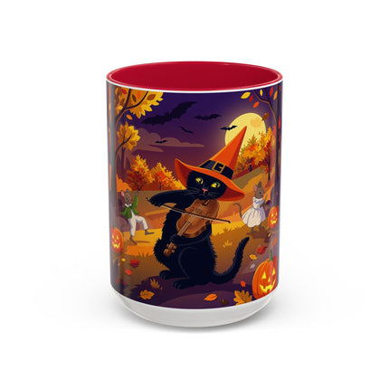 🐈‍⬛🎻 The Black Cat's Moonlit Melody Colorful Mug – Whimsical Halloween Music