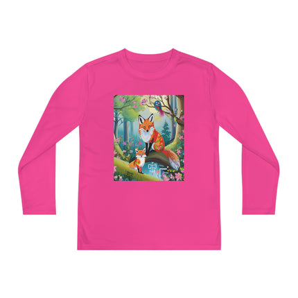 Mischievous Fox Youth Long Sleeve Competitor Tee – Woodland Fun & Storybook Adventure