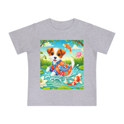 Koi Pond Puppy Baby T-Shirt – Playful Splashes & Serene Beauty