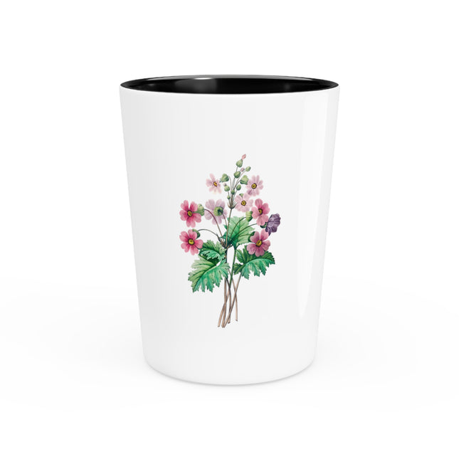 Chinese Primrose botanical illustration by Pierre-Joseph Redouté Ceramic Shot Glass