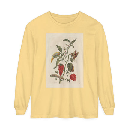 Botanical Pl.15 by Maria Sibylla Merian Garment-dyed Long Sleeve T-Shirt