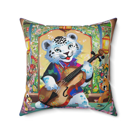 Melodies of the Snow Lion Cub Spun Polyester Square Pillow