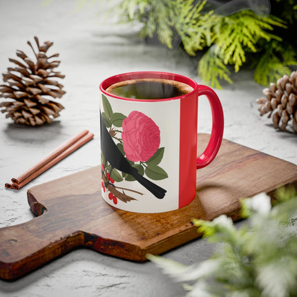 Blackbird & Rose Colorful Mugs – Timeless Elegance & Nature's Harmony