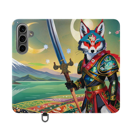 🐕⚔️ Cyberpunk Samurai Dog Flip Case – Futuristic Honor & Kitsune Spirit