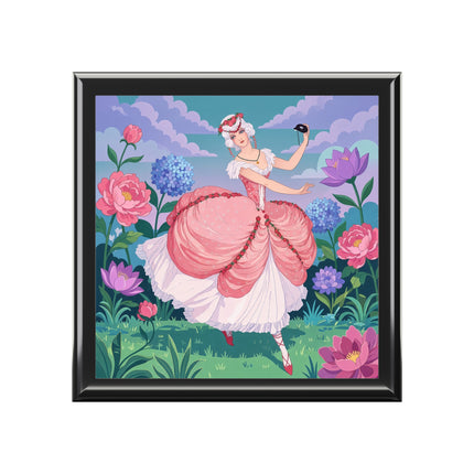 🎭🌸 The Lady Of The Secret Masquerade Jewelry Box – Art Deco Garden Fantasy