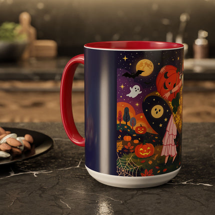 🎃🐈‍⬛ The Pumpkin Moon Embrace Colorful Mug – Whimsical Halloween Charm