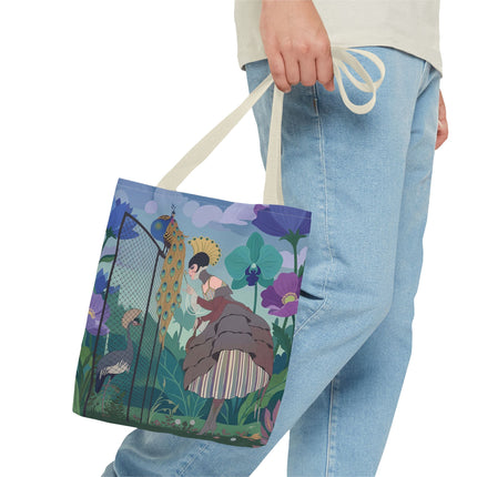 🦚🌸 The Lady Of The Peacock Garden Tote Bag – Art Deco Floral Fantasy