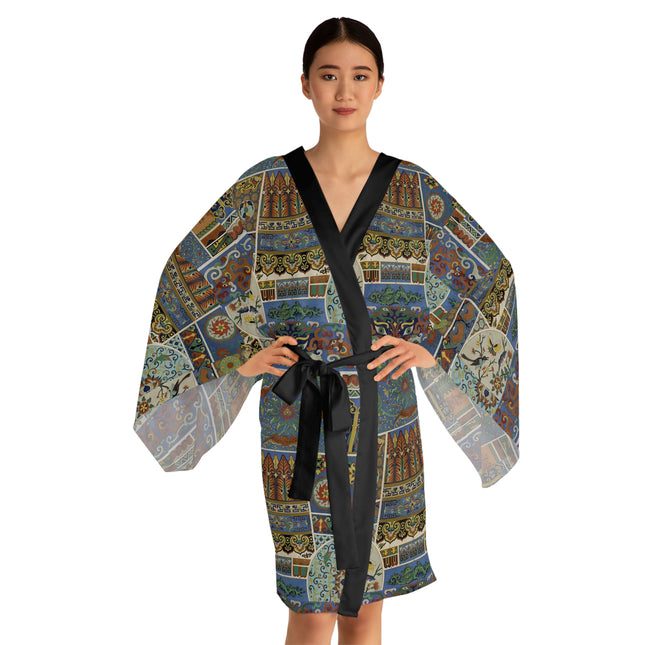 Chinois et Japonais by Auguste Racinet Long Sleeve Kimono Robe (AOP)