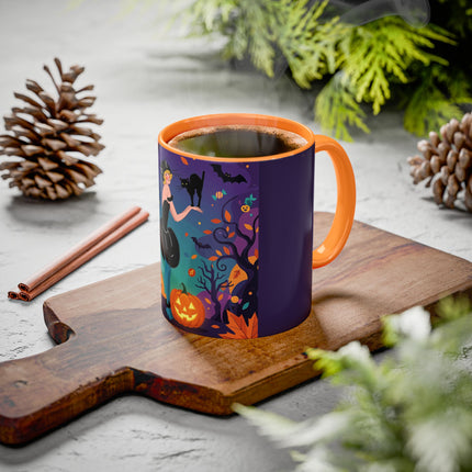 🐈‍⬛🎃 The Midnight Black Cat Masquerade Colorful Mug – Whimsical Halloween Elegance