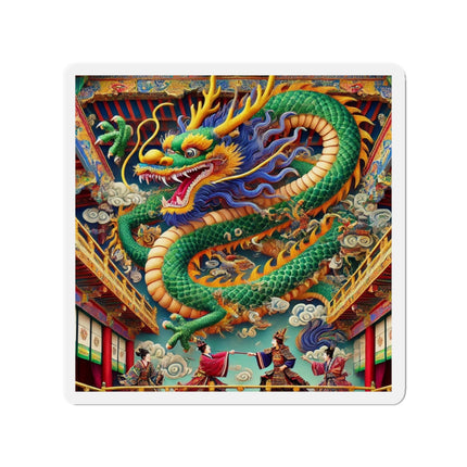 Tibetan Dragon Over Kabuki Duel Die-Cut Magnets (4 Sizes)
