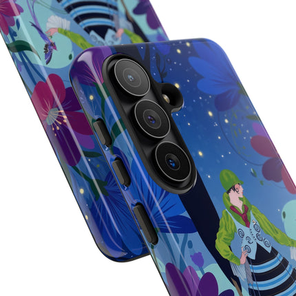 🌸🐦 The Lady Of The Midnight Bird Garden Phone Case – Art Deco Floral Fantasy