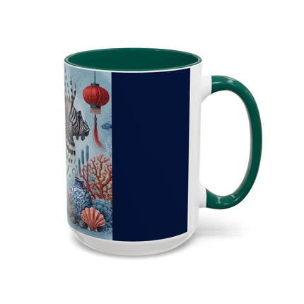 Lionfish & Lantern Colorful Mug – Mystical Ocean & Asian Harmony