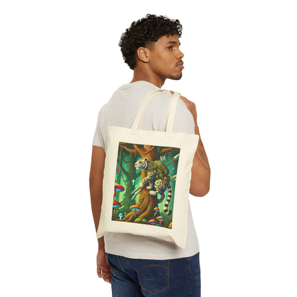 The Silent Stripes Cotton Canvas Tote Bag – Stealth, Grace & Enchanted Forest