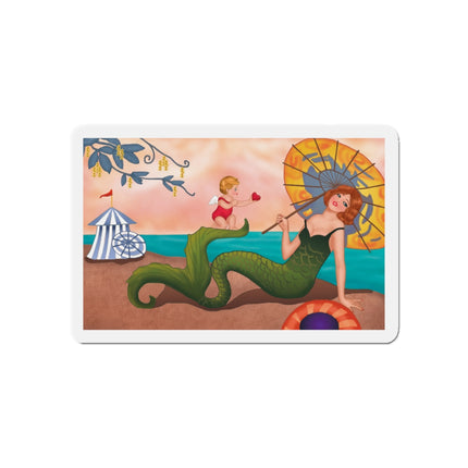 Mermaid with Parasol and Cupid by George Barbier Die-Cut Magnets (5 Sizes)