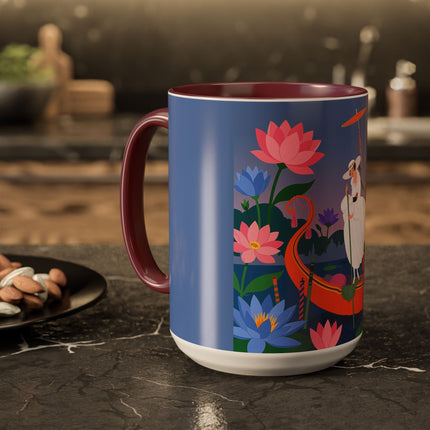 The Lady Of The Lotus Voyage Colorful Mugs – Art Deco Botanical Elegance