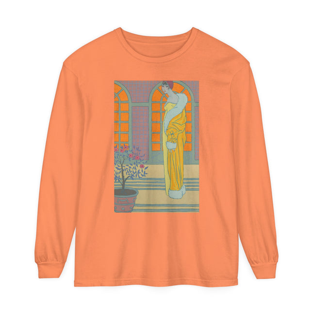 Sur Les Marches Du Jardin by Georges LePape Garment-dyed Long Sleeve T-Shirt