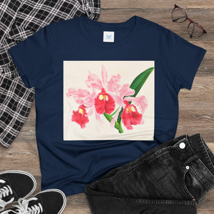Cattleya gigas by Jean Jules Linden Women's Midweight Cotton Tee