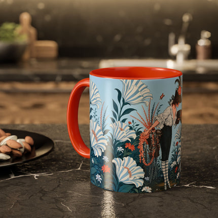 🎨💙 The Enchanted Garden Artist Colorful Mug – Art Deco Floral Whimsy
