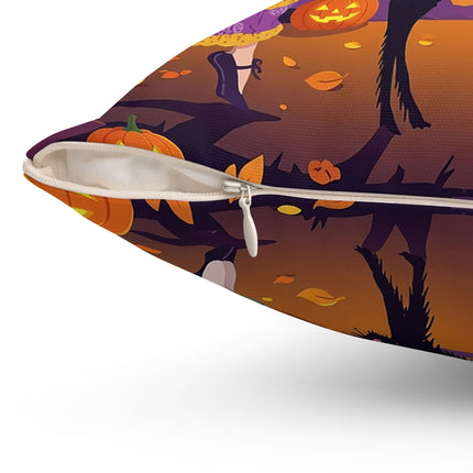🎃🕯️ Moonlit Pumpkin Masquerade Square Pillow – Whimsical Halloween Charm