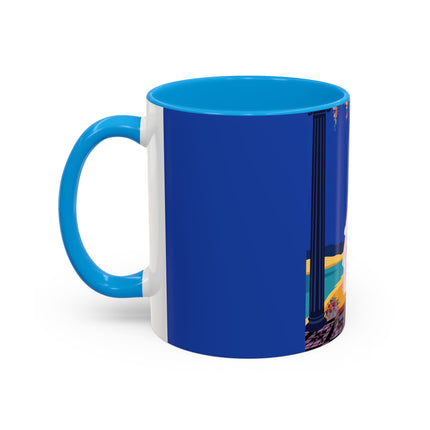 The Moonlit Promenade Colorful Mug (11oz, 15oz) – Blush Elegance, Coastal Romance & Art Deco Style
