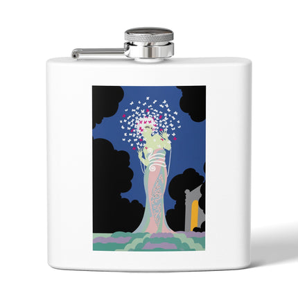 Butterfly Enchantress Stainless Steel Flask – Ethereal Art Deco Magic & Transformation