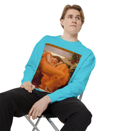 Flaming June by Frederic Leighton Unisex Garment-Dyed Sweatshirt