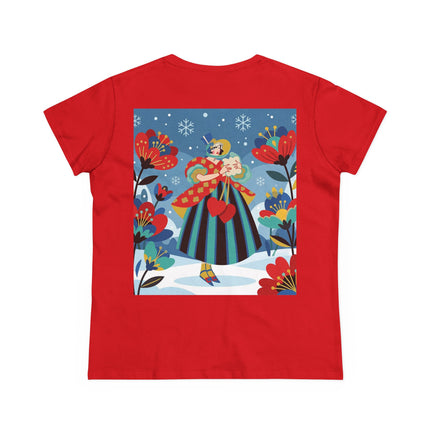 ❤️❄️ The Winter Heart Messenger Cotton Tee – Art Deco Winter Enchantment